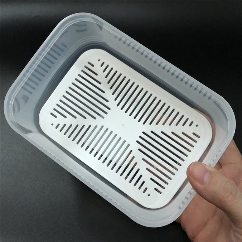 包邮 冰箱保鲜盒水果蔬菜收纳盒带沥水隔板塑料透明食品盒大中小