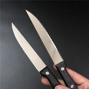 包邮 月牙形水果刀带锯齿切熟食刀子好质量尖头防滑手柄小刀子