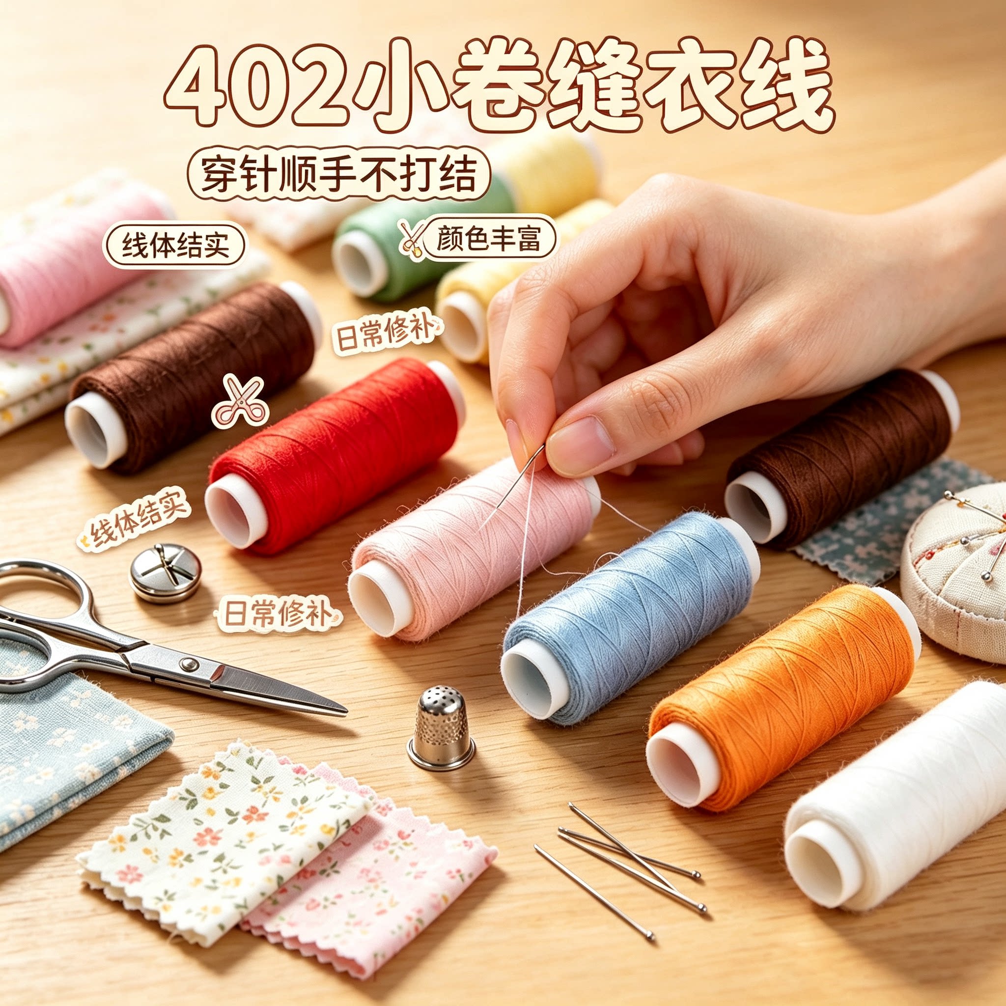 402家用缝衣线细线白线涤纶线手工缝衣服彩色线缝纫线手鞠球绣线