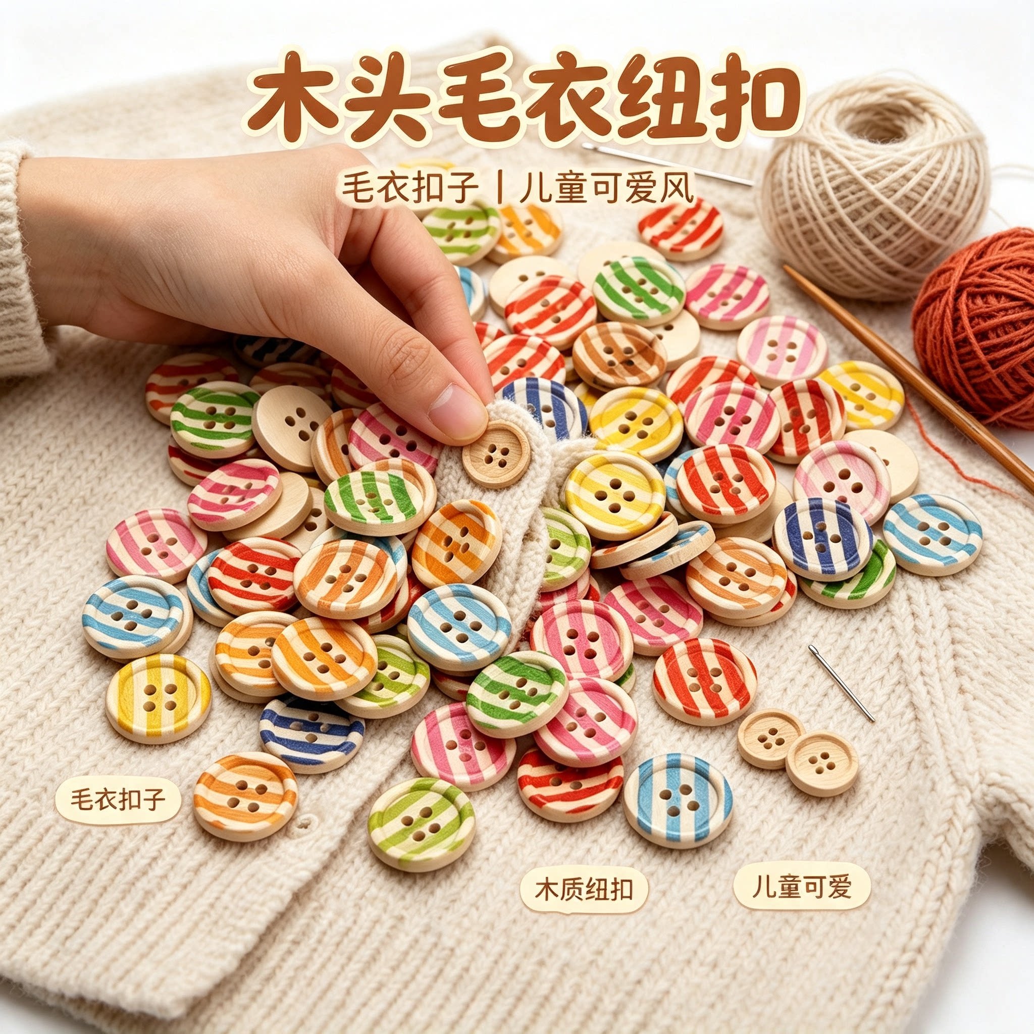 促销包邮木头毛衣纽扣衬衫衬衣扣子儿童卡通可爱DIY纽扣幼儿园