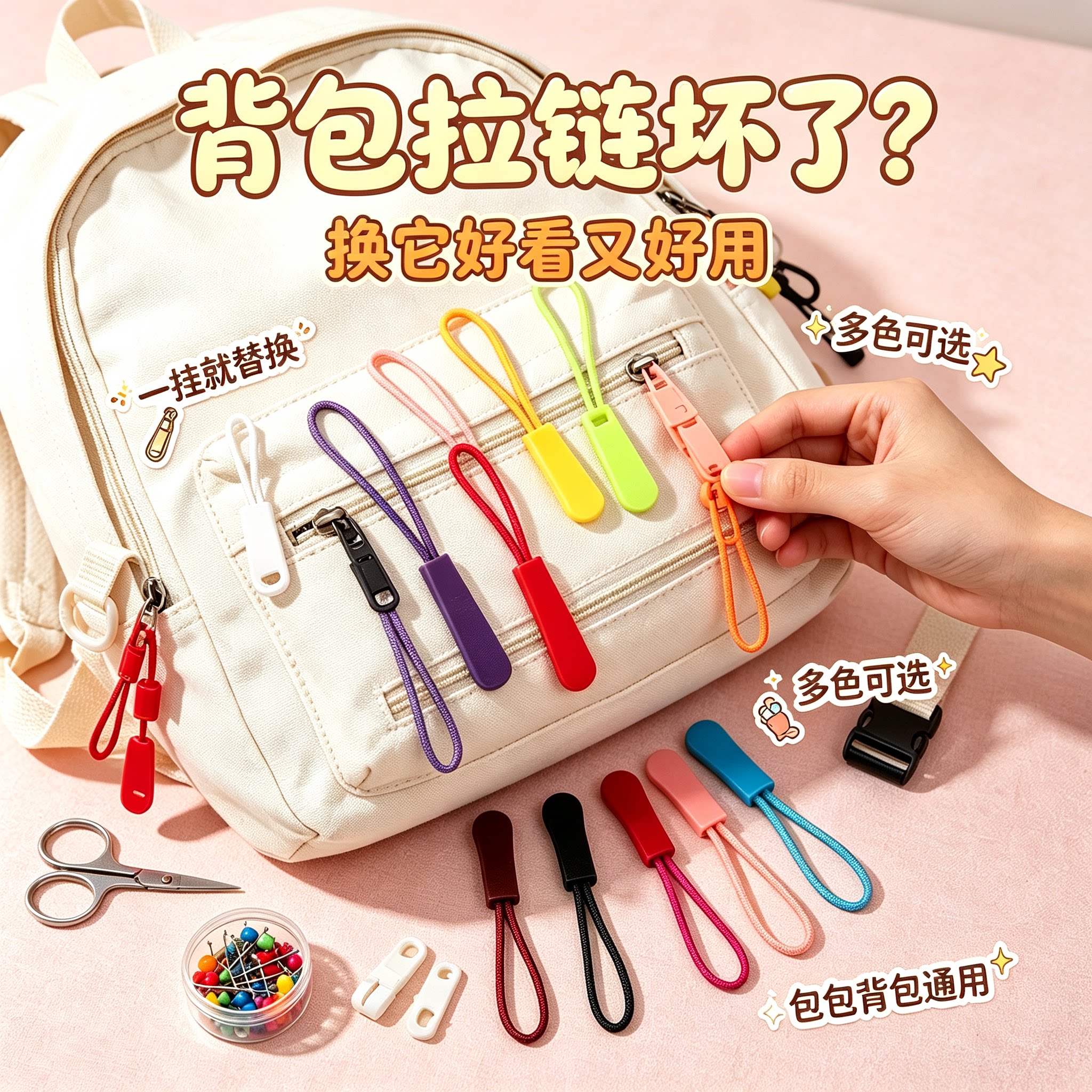 可拆卸包包尼龙拉链头配件图片