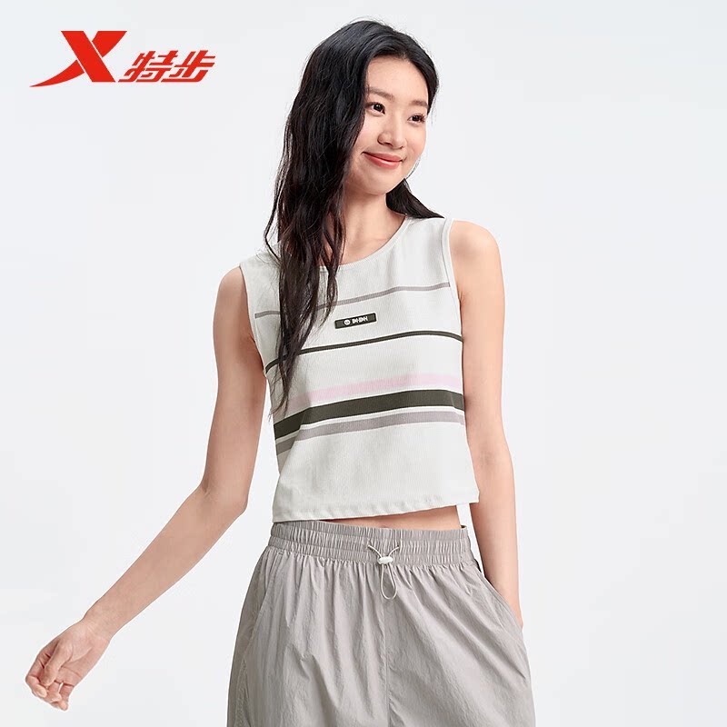 特步运动背心女2025年夏季新款无袖紧身女装休闲上衣975228090115
