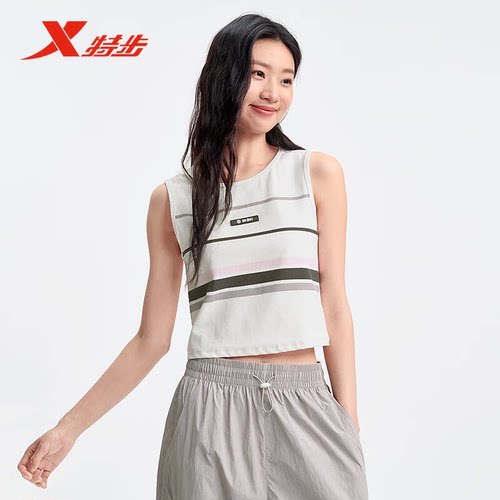 特步运动背心女2025年夏季新款无袖紧身女装休闲上衣975228090115