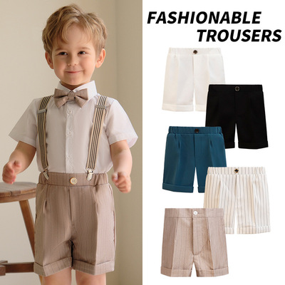 儿童短裤藏青色夏季薄款女男童卡其色中裤深蓝藏蓝小学生校服西裤