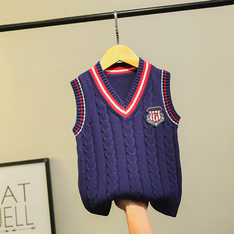 宝宝秋冬毛线针织校服儿童马甲