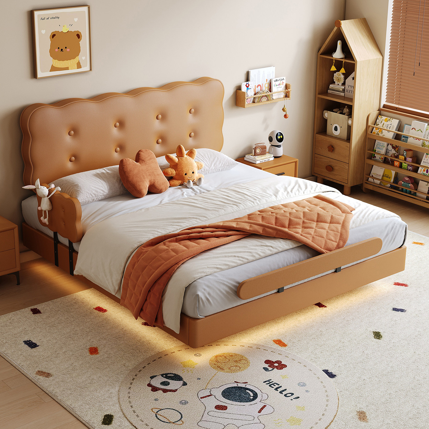 小户型纯实木儿童悬浮齐边床升降床头静音饼干公主床可定制尺寸,住宅家具,儿童床/儿童抽拉床,淘宝优惠券,粉丝福利购,淘宝优惠卷