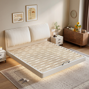 政府补贴全实木大象耳朵软包悬浮床小户型薄床头主卧床可定制尺寸