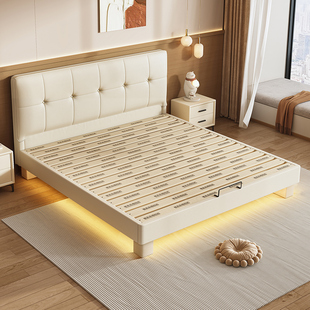纯实木薄床头齐边床现代简约小户型静音实木双人床可定制尺寸