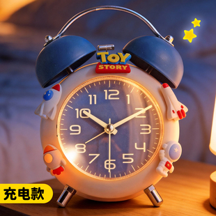 儿童男孩机械闹钟强力叫醒初中生学生专用起床神器静音桌面时钟表