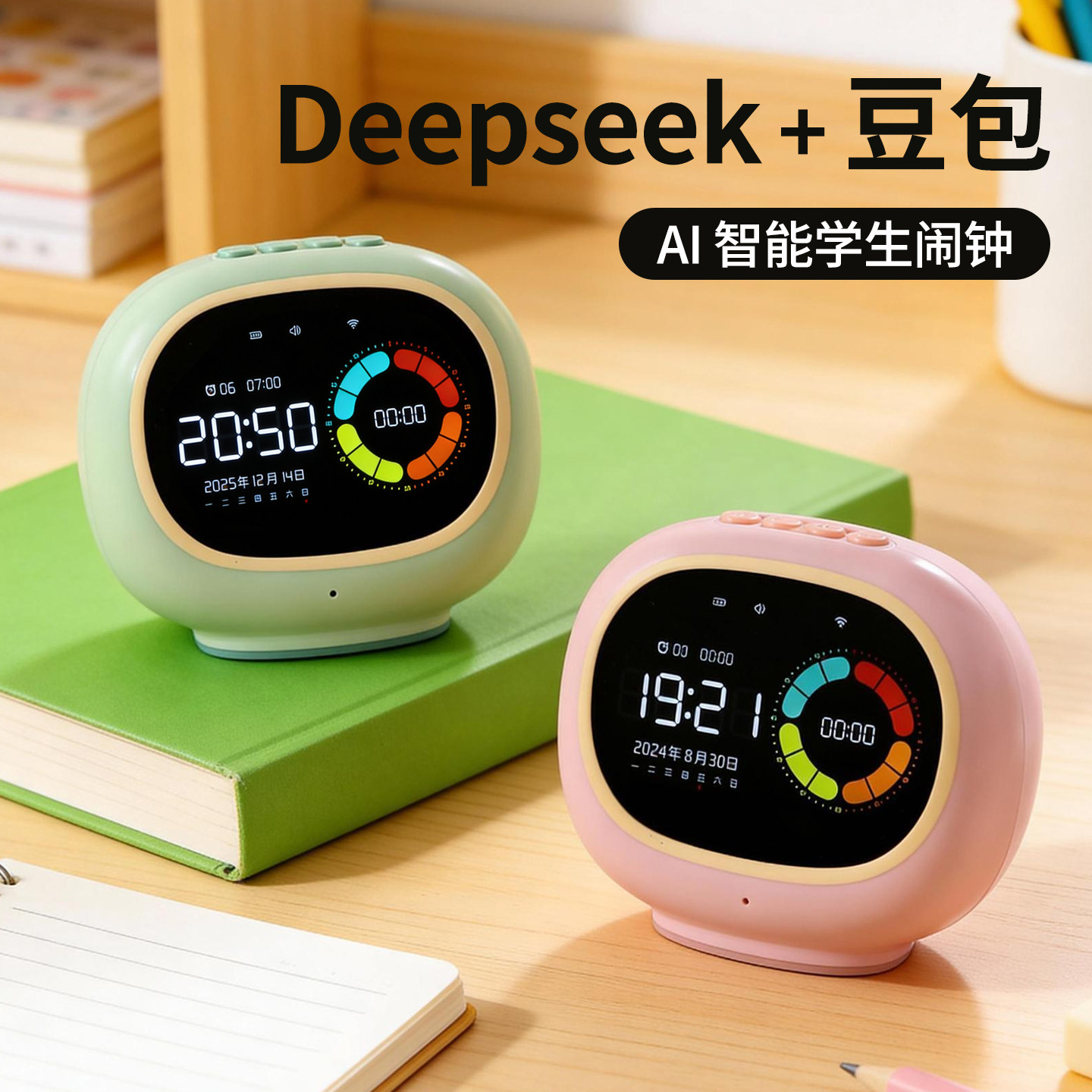DeepSeek+豆包/AI语音智能早教学习机小学生儿童多功能闹钟计时器