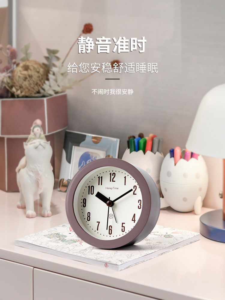 미니 침묵 학생 작은 알람 시계 데스크탑 시계 장식품 머리맡 전용 데스크탑 야간 조명 침실 시계 테이블 시계