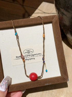 倾尽年华天然高含量朱砂转运珠心经多宝编绳项链本命年首饰礼物