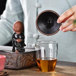 创意紫砂禅意小和尚茶漏茶滤茶宠家用功夫茶具茶叶过滤器配件摆设