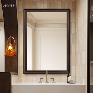 方形直角挂墙式高清玻璃化妆镜子卫生间洗漱台定制尺寸中古浴室镜