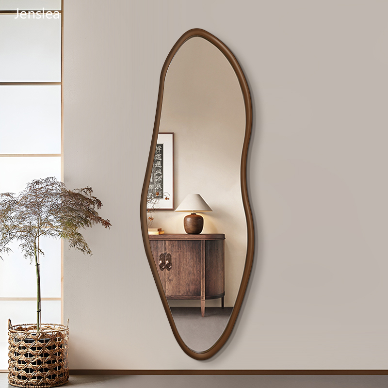 中古风异形实木穿衣镜子复古