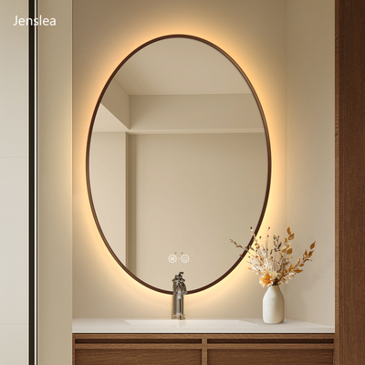 中古风椭圆智能镜子卫生间洗手台防雾梳妆镜带灯厕所壁挂式浴室镜