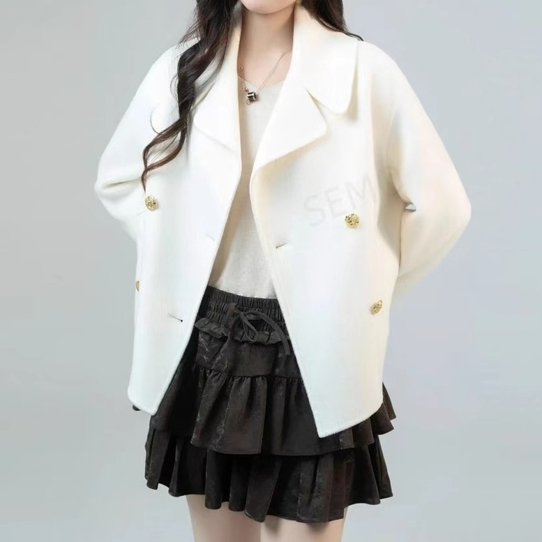 【金金专享】双面羊毛白色大衣毛呢小西装通勤高级