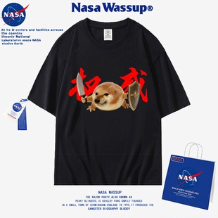 我的刀盾狗衣服恶搞笑抽象纯棉短袖儿童学生t恤权威柴犬表情定制