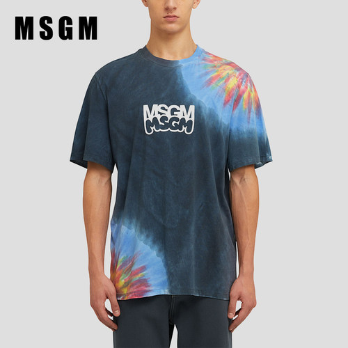 MSGM23男士扎染印花圆领短袖T恤