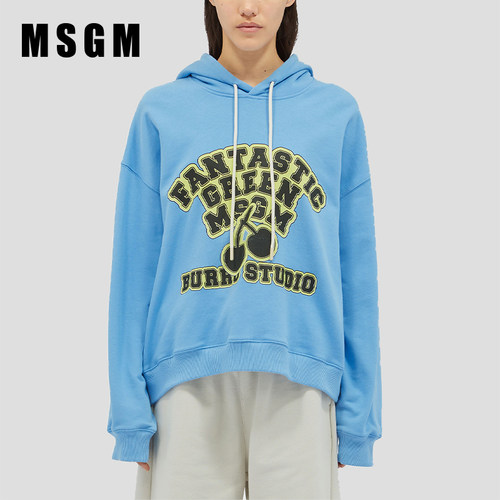 MSGM秋冬新款女士连帽卫衣美式