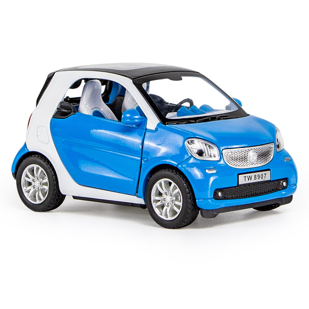 儿童仿真合金车模型摆件奔驰smart小汽车1:24声光回力玩具迷你车