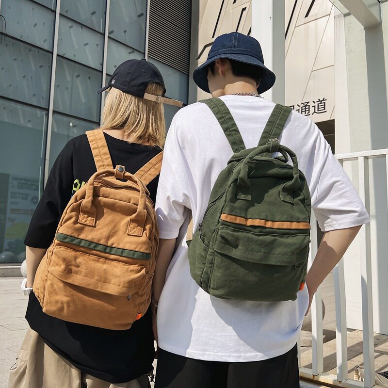 T文艺复古水洗帆布双肩包女新款韩版大学生书包学院风休闲风背包