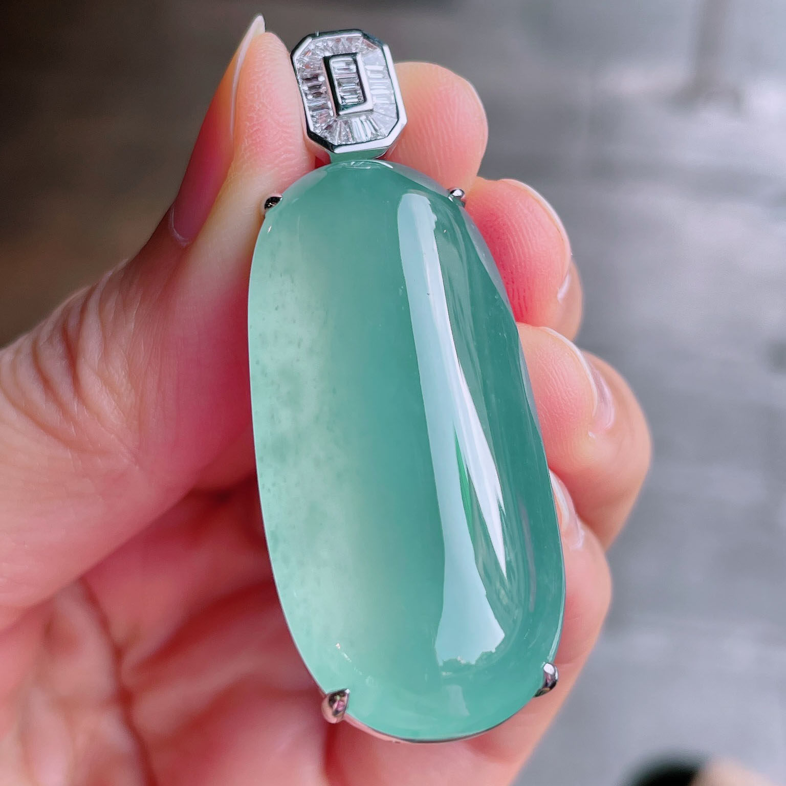 翠秦之皇冰福瓜吊坠 18k金镶嵌天然缅甸翡翠A货水润细腻种老