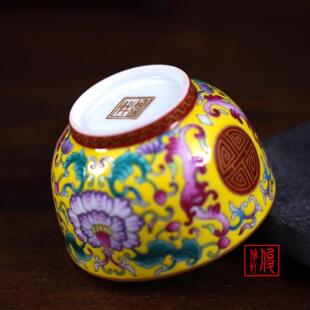 景德镇手绘陶瓷茶器珐琅彩·寿字纹主人杯
