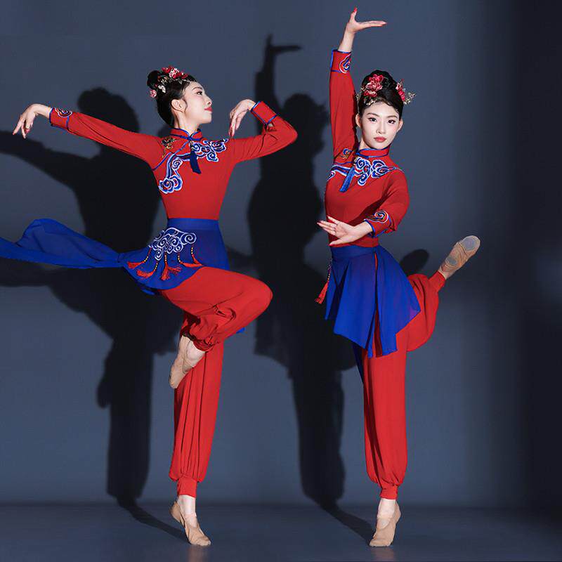 胶州秧歌服演出服2025新款古典舞蹈服装飘逸腰鼓扇子广场舞套装女