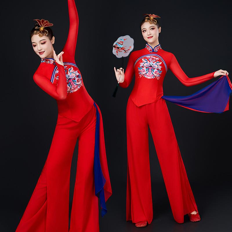韩式陕北演出服红色舞蹈跳舞喜庆服秧歌服装广场舞古典套装腰鼓扇