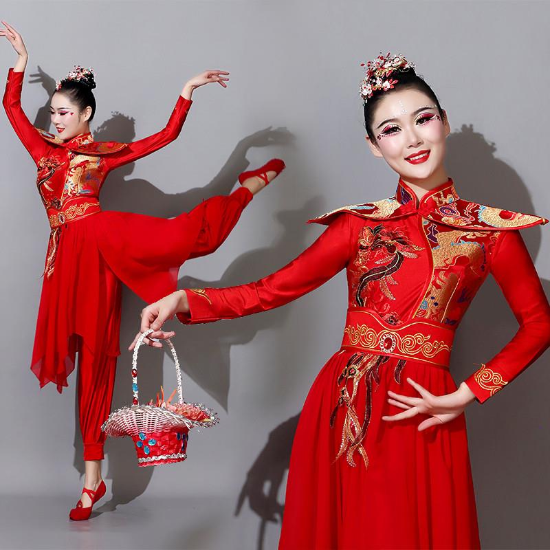 韩式威风锣鼓打鼓舞演出服女舞蹈服装喜庆中国风水鼓新款扭秧歌腰
