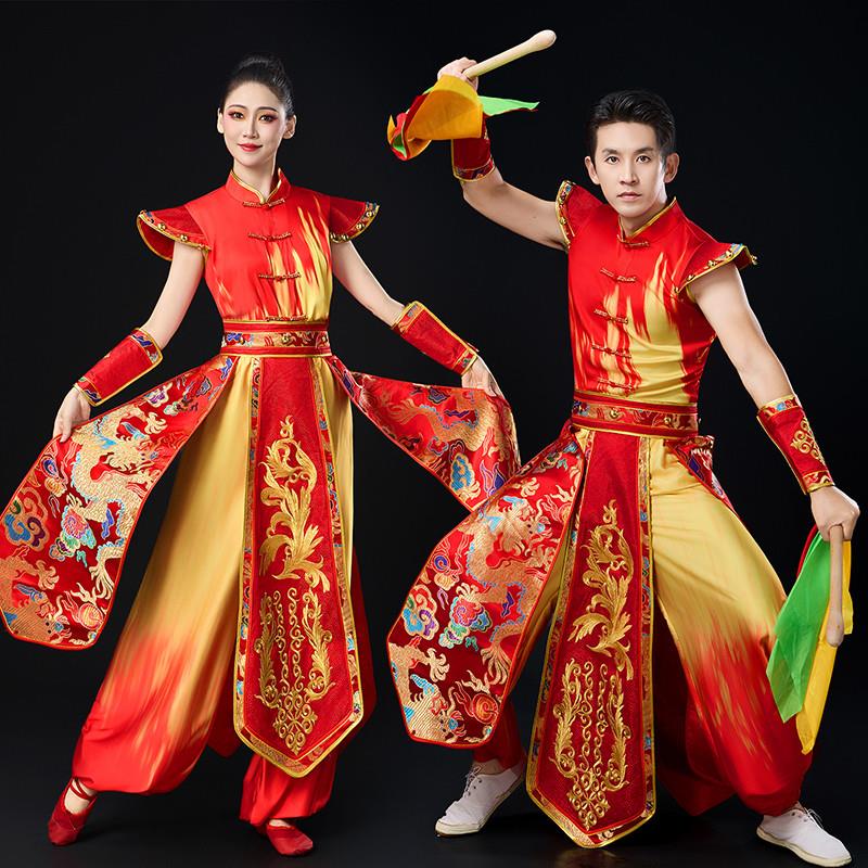 韩式服新款打鼓成人武术服舞龙舞狮腰鼓舞服装中国风秧歌服表演演