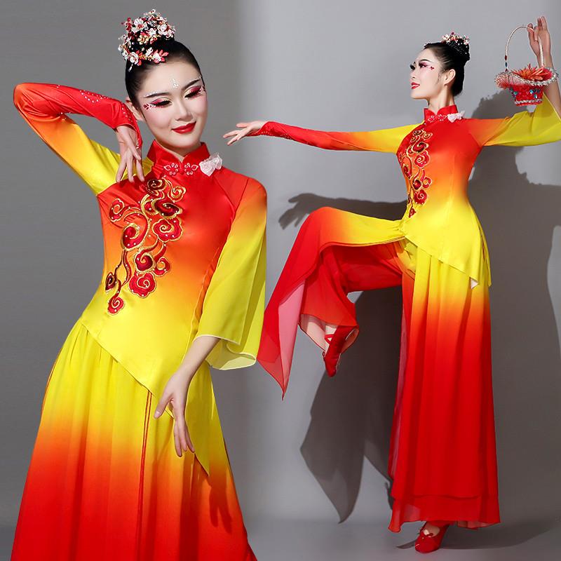 韩式腰鼓舞服装2026打鼓新款威风女中国演出服风锣鼓古典扇子舞秧