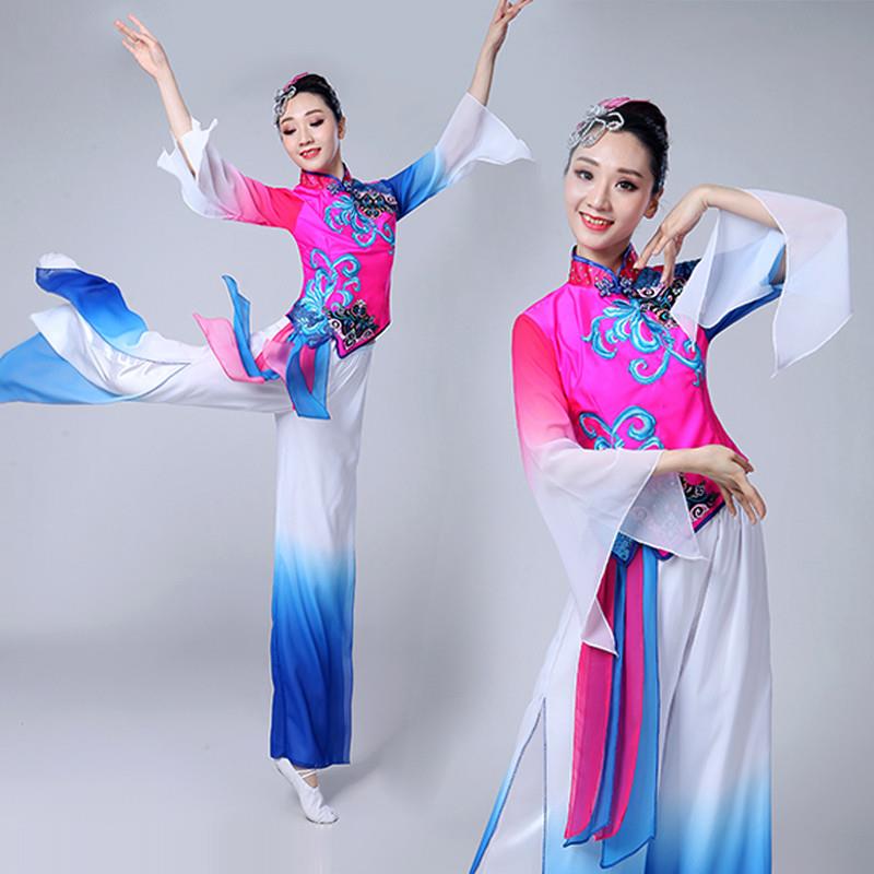 韩式新款秧歌舞套装舞蹈服装演出服胶州广场服腰鼓民族风古典扇子