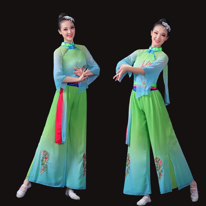 韩式中国风胶州秧歌舞服子扇装新款采茶之舞渔阳服梦演出渔斗笠舞