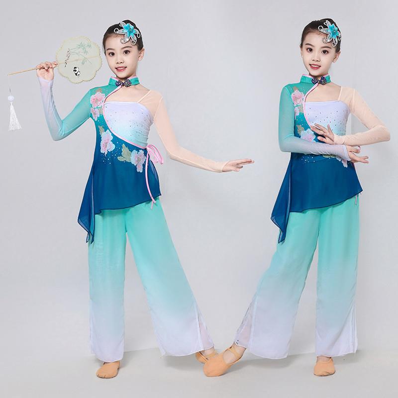 韩式儿童新款女童秧歌演出服表演服艺考扇子民族风中国舞蹈服装古