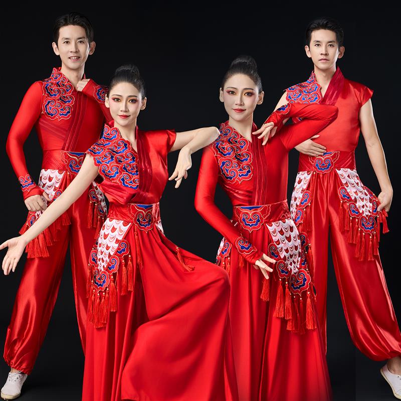 韩式打鼓演出服腰鼓舞舞狮中国喜庆风秧歌成人服舞龙锣鼓舞蹈服装