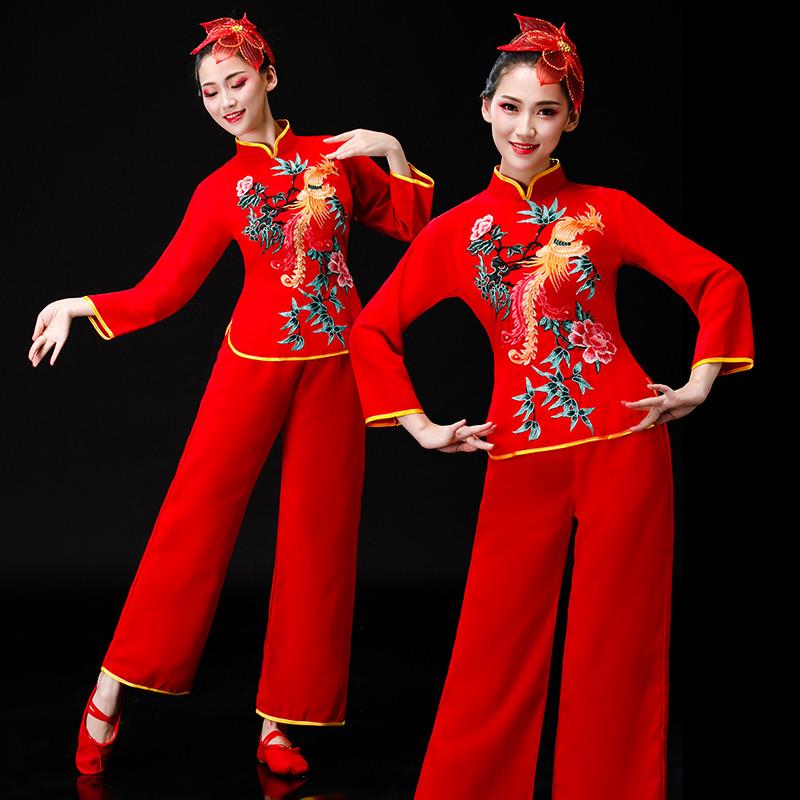 韩式秧歌舞演出服2025新款套装中国风腰鼓队扇子舞蹈服装广场服喜