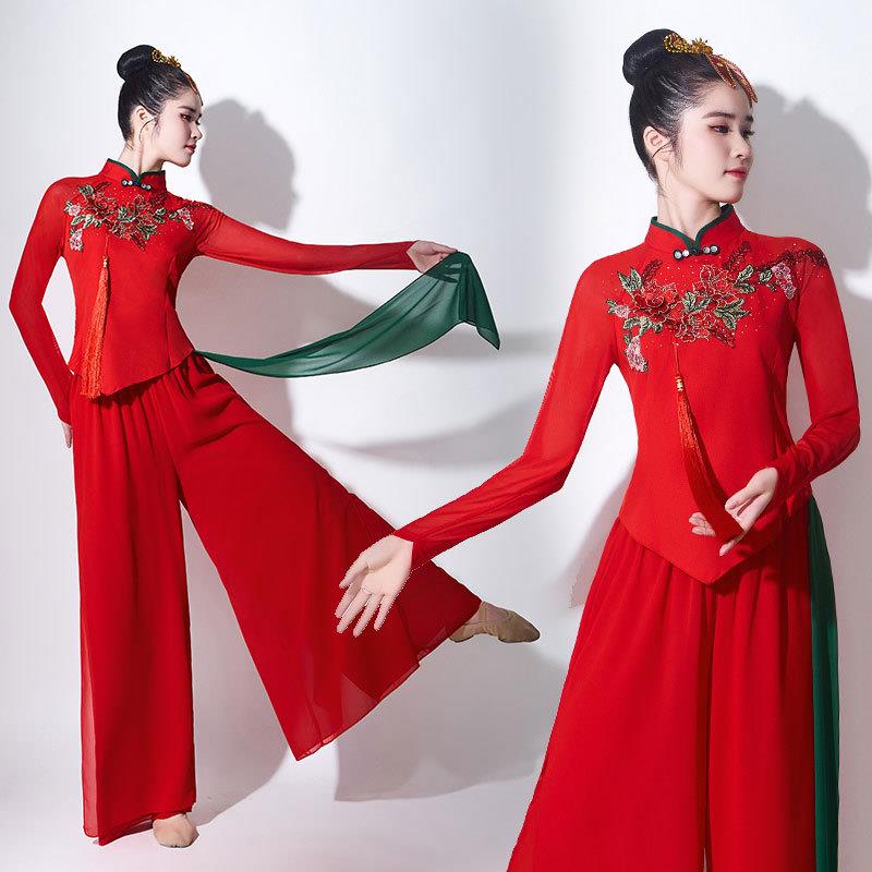 韩式秧歌新款演出服女服剪纸腰鼓舞蹈服装喜庆胶州扇子舞蹈姑娘服