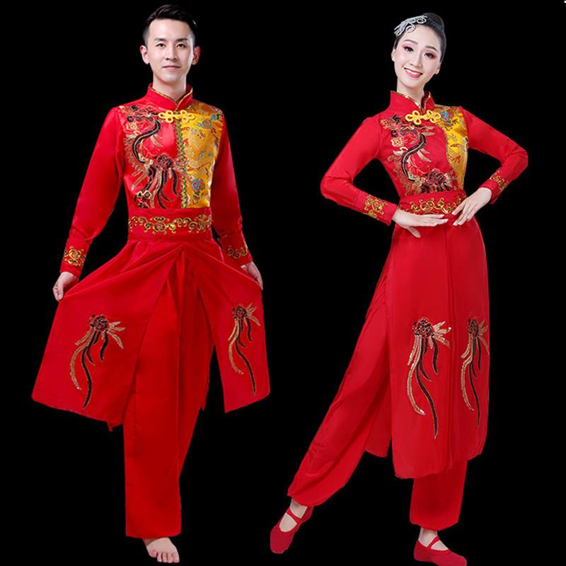 韩式打鼓服开场女演出服秧歌中国舞龙喜庆风舞蹈腰鼓服装鼓舞水锣