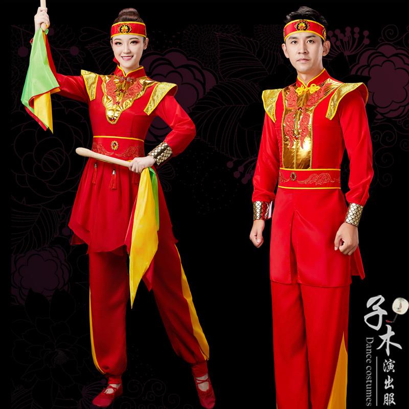 韩式打鼓演出服装威风锣鼓队秧歌打大鼓喜庆腰鼓舞广场舞衣服演出