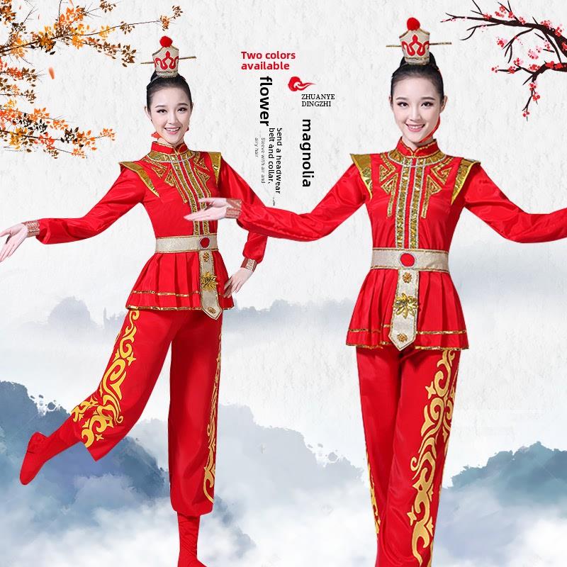 韩式成人花木兰演出服装秧歌戏曲腰鼓队服舞蹈舞台广场女打鼓舞表图片