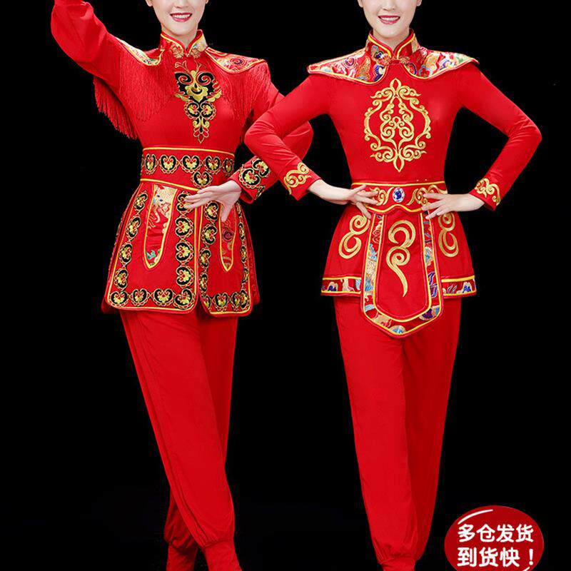 2025新款成人打鼓演出服装女男喜庆锣鼓腰鼓舞龙舞狮表演秧歌服装