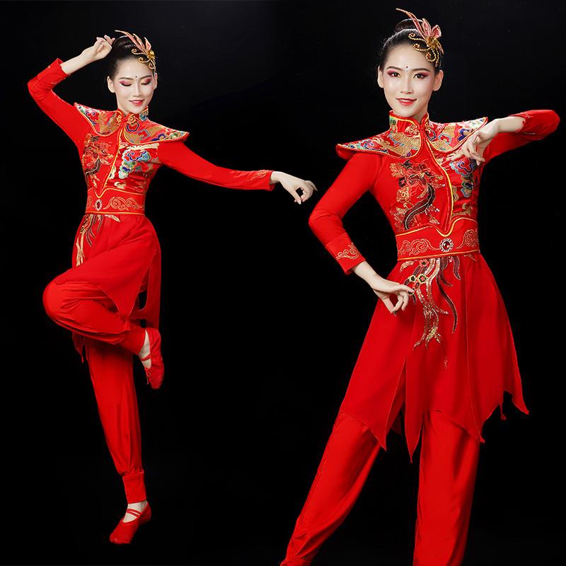 韩式打鼓演出服服女男喜庆中国风秧歌舞龙新款套装舞蹈服腰鼓打鼓