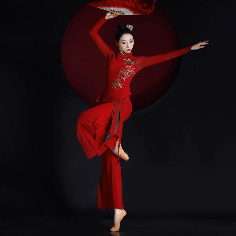 胶州秧歌舞蹈服女2025新款红色中老年广场舞套装扇子舞腰鼓演出服