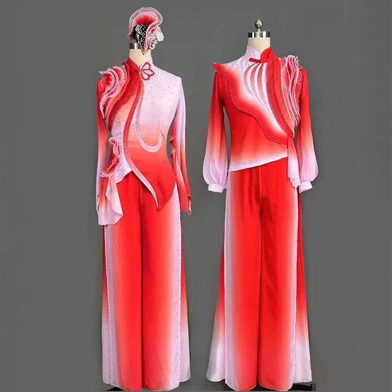 韩式新款扇子舞打鼓舞演出服服中国风腰鼓秧歌服胶州舞蹈民族表演