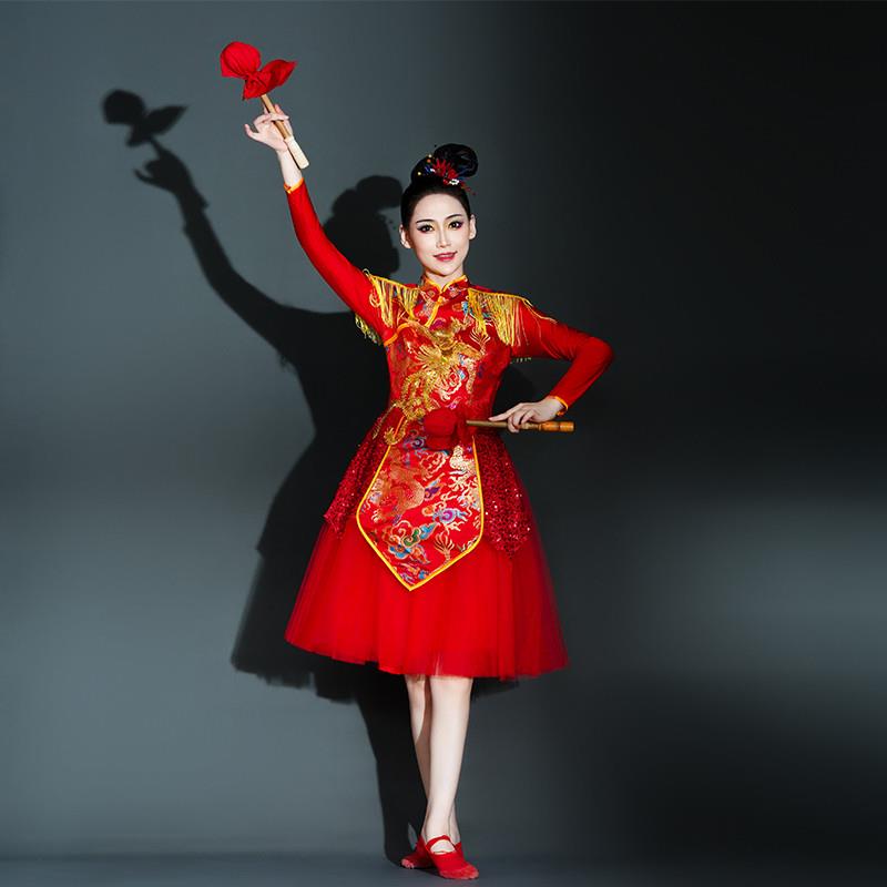 韩式打鼓演出腰鼓2026新款锣鼓队鼓舞中国鼓服装演出服开场舞威风