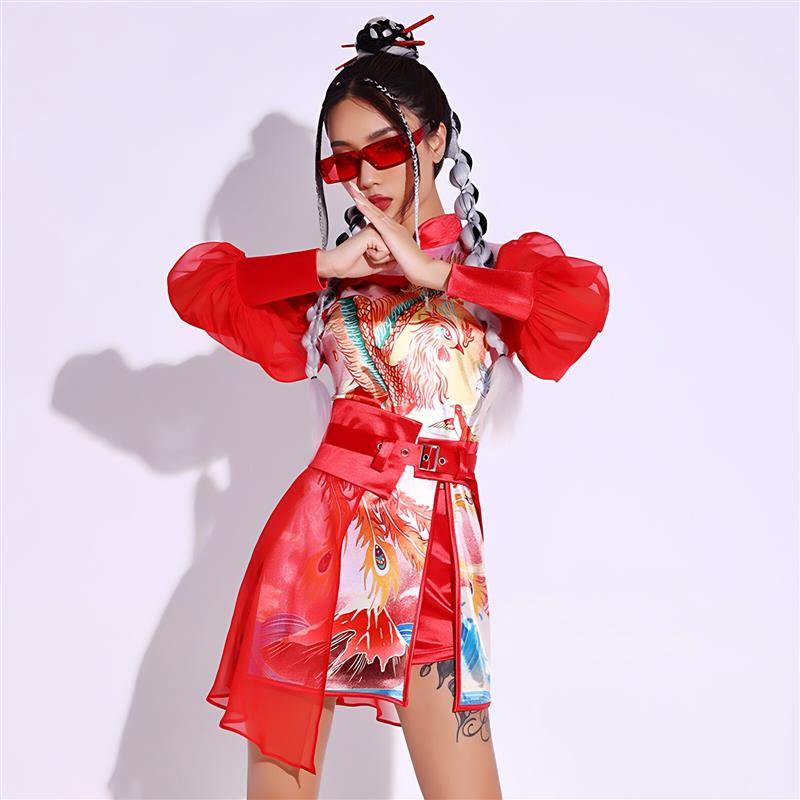 韩式国潮中国爵士舞风演出服女团打歌套装服打年会团体舞蹈表演服
