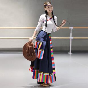 日本藏族舞蹈演出服女学生艺考级练习练功服装少数民族表演成人舞