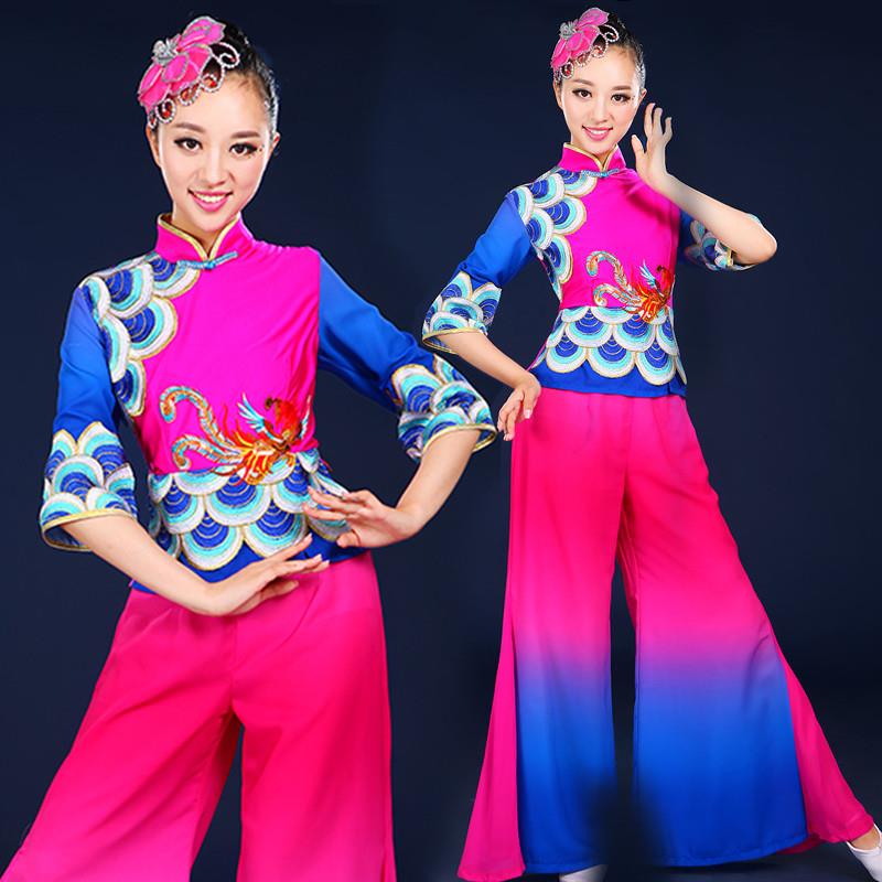 韩式秧歌舞蹈服女套装民族服装广场风腰鼓舞新款中老年扇子舞演出